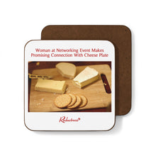"Woman at Networking Event Makes Promising Connection With Cheese Plate" Hardboard Back Coaster